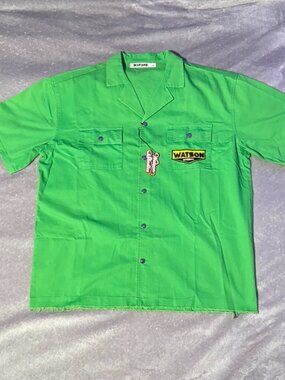 Watson Studios Green Alien Invasion Button Up Shirt NWT Size L